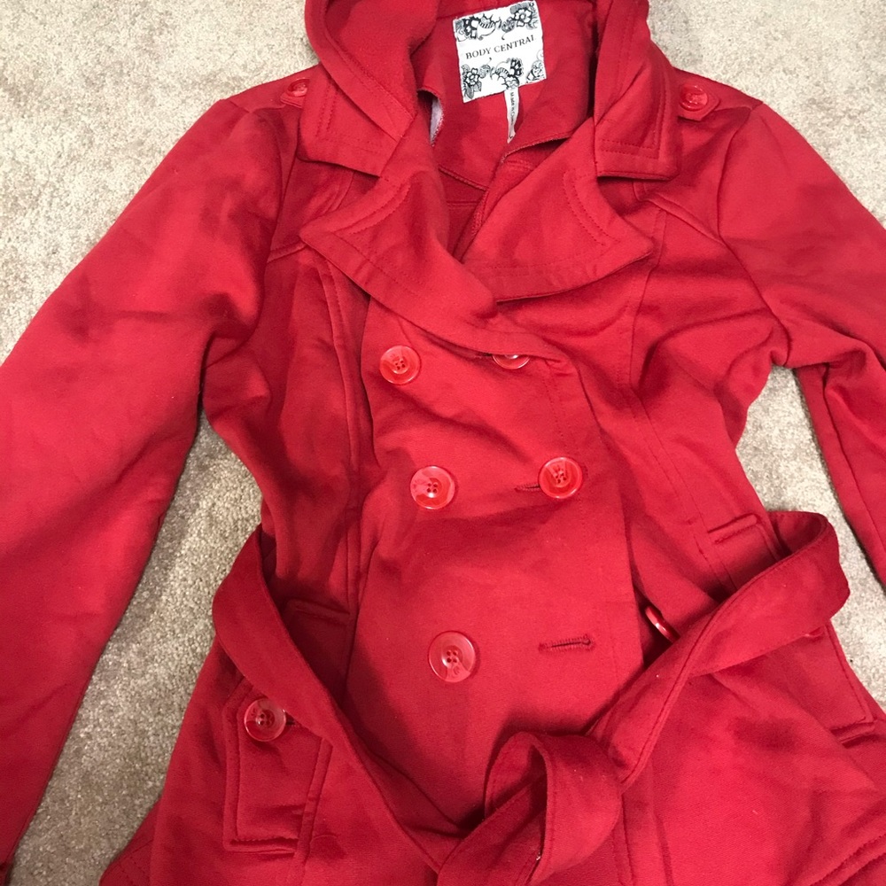 Red Peacoat with Hood